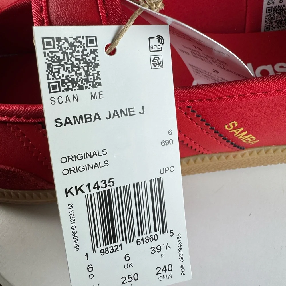 Adidas Samba Jane Red Gum Women’s Size 7.5 Mary Jane Sneakers - Picture 11 of 12